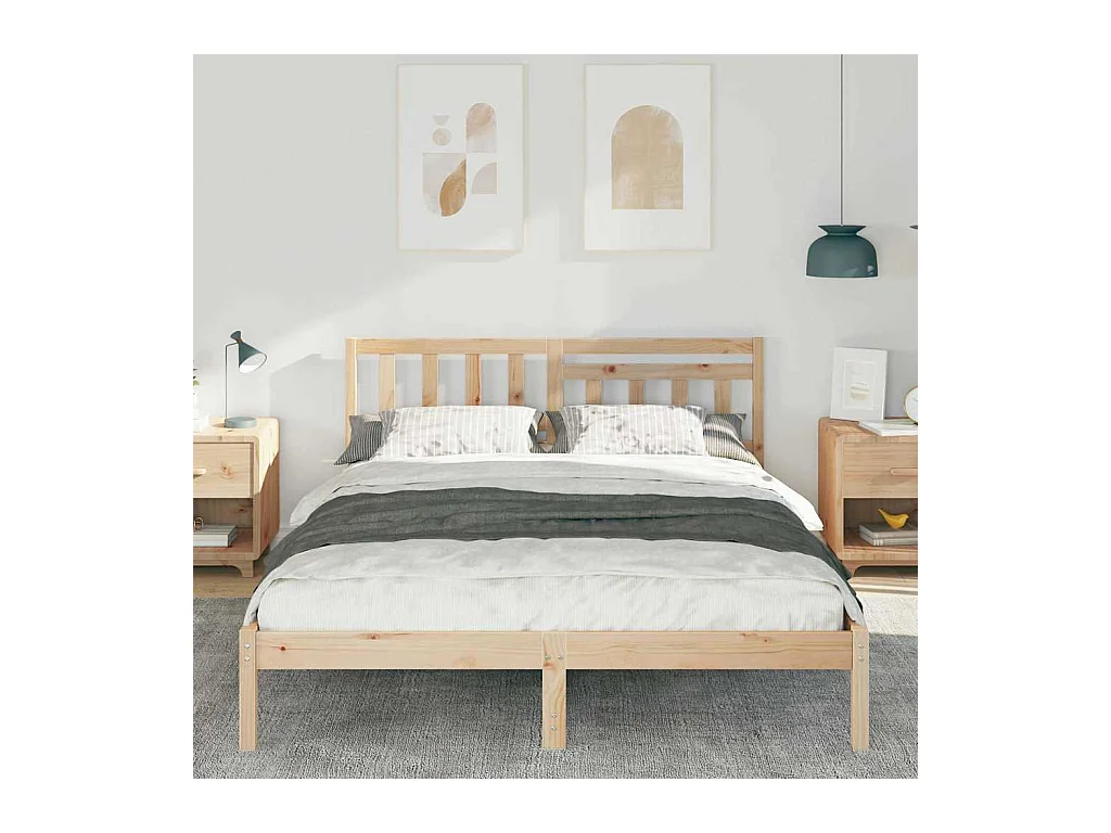 Cadre de lit Marron 150 x 200 cm Bois massif en pin