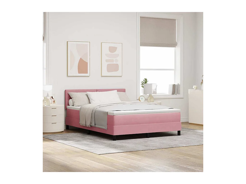 Cadre de lit avec matelas Rose 160 x 200 cm tissu