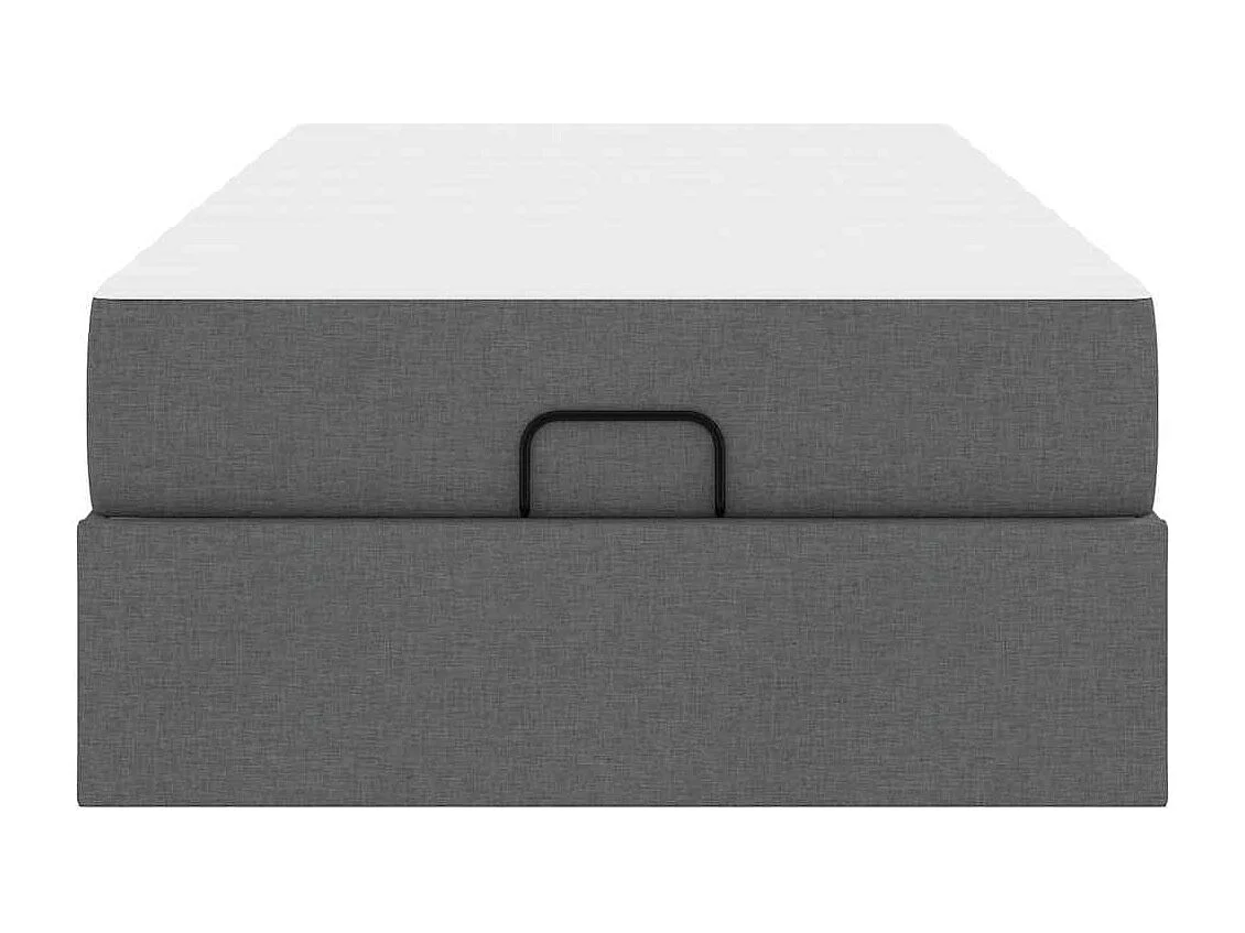 Cadre de lit avec matelas Gris foncé 100 x 200 cm tissu