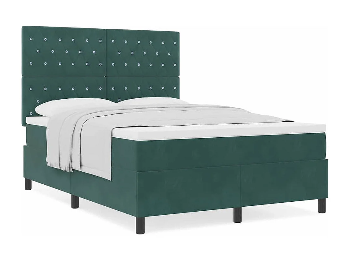 Cama tipo Box Spring Verde oscuro 140 x 200 cm Terciopelo