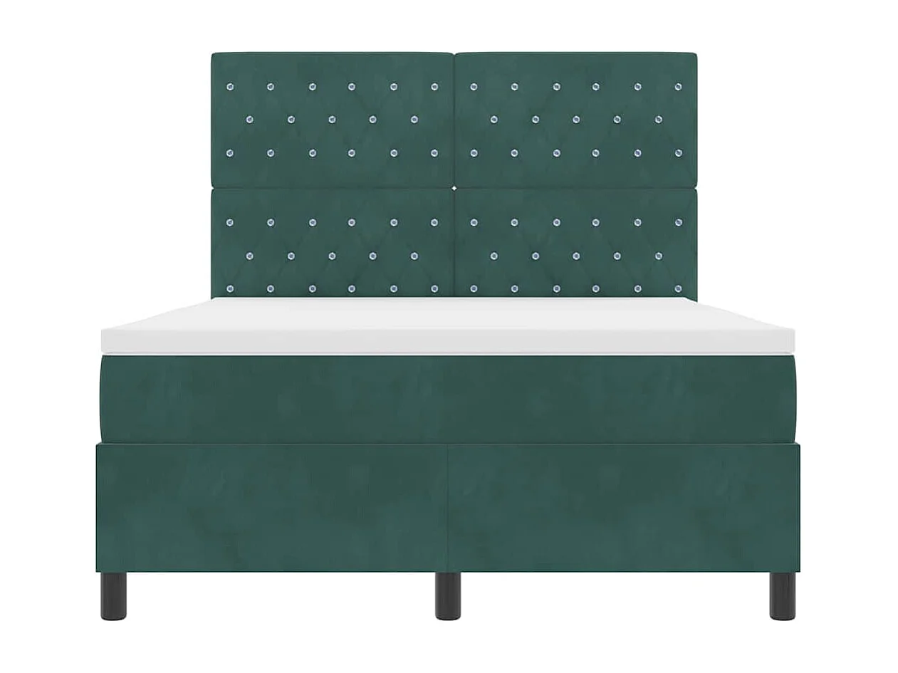 Cama tipo Box Spring Verde oscuro 140 x 200 cm Terciopelo