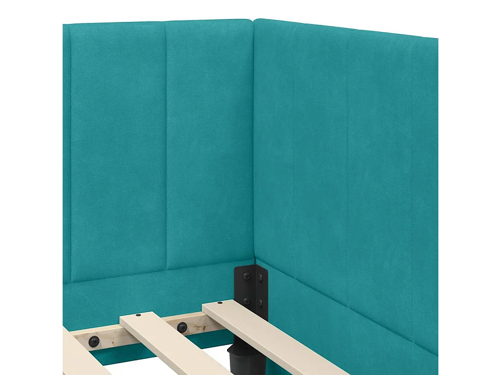 Cadre de lit d'angle Turquoise 90 x 200 cm Velours
