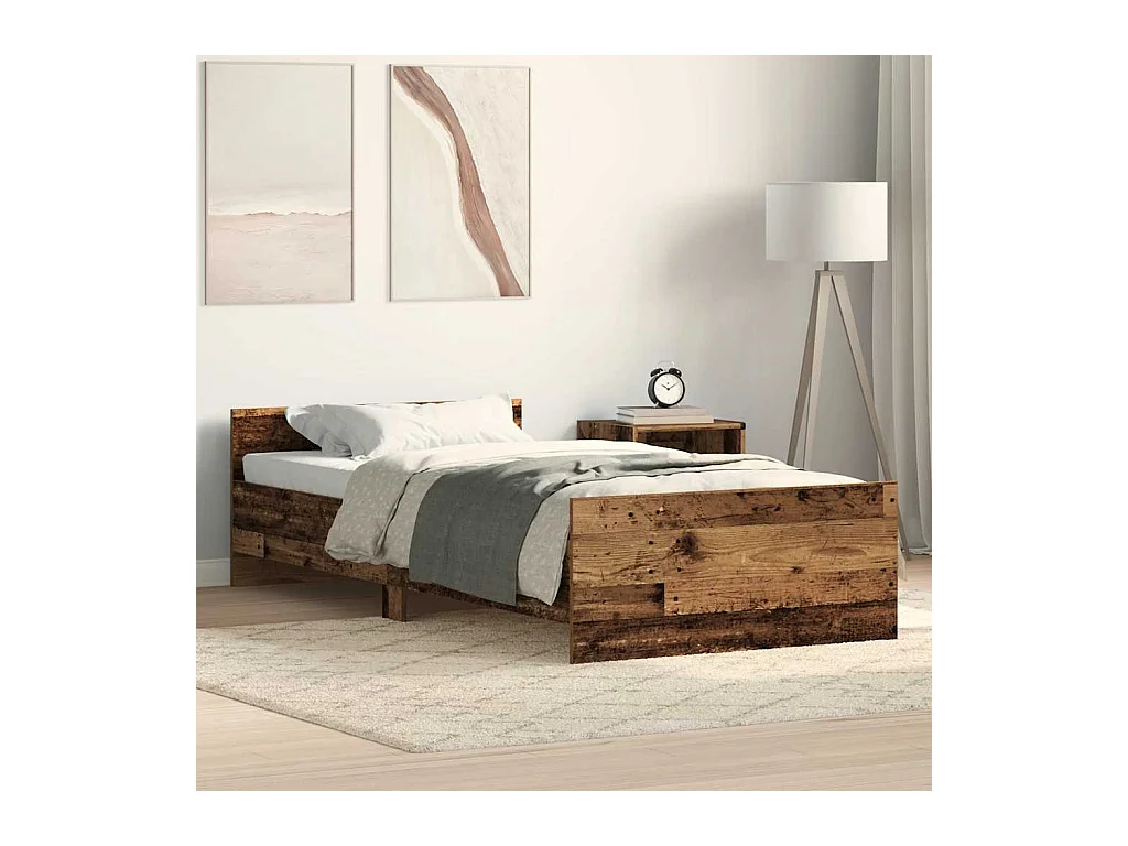 Cadre de lit sans matelas vieux bois 75x190 cm bois ingénierie
