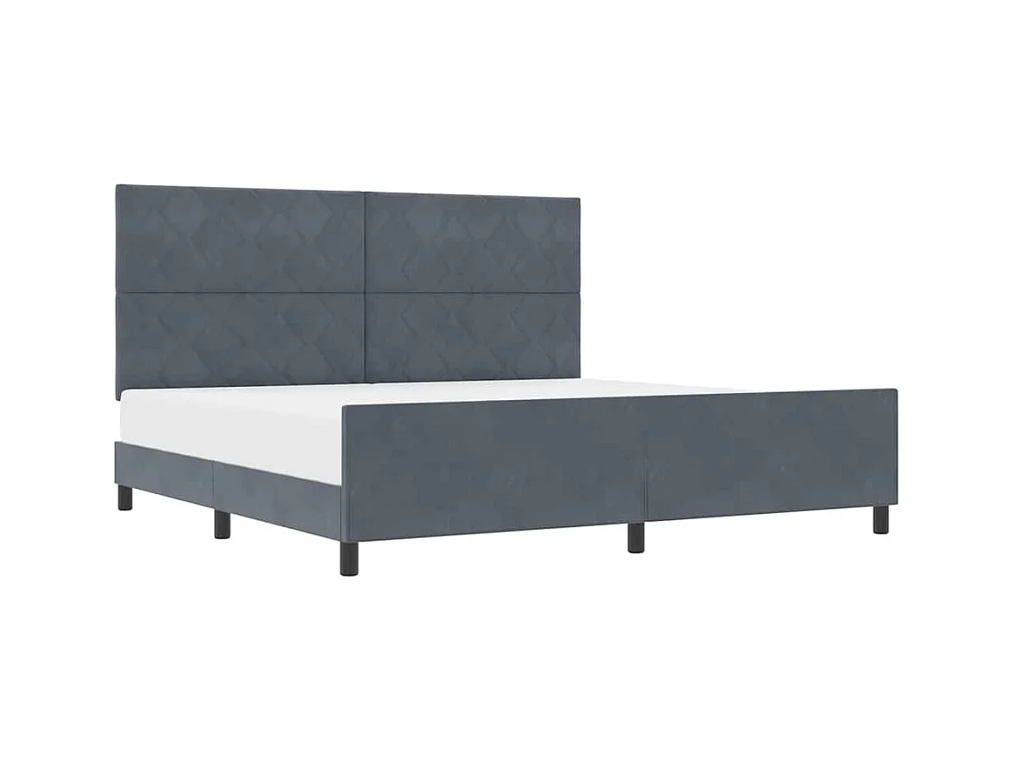 Cadre de lit avec tête de lit Gris foncé 200 x 200 cm Velours