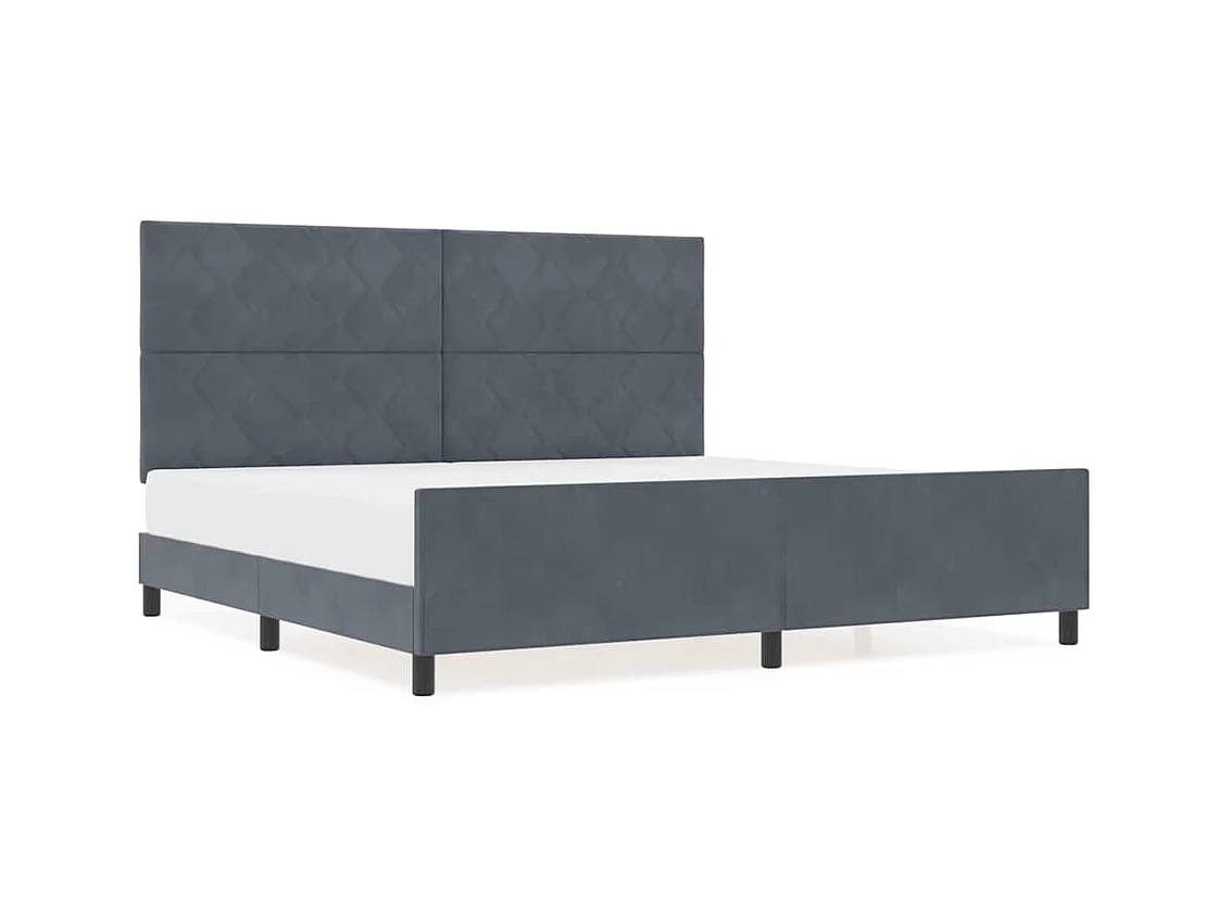 Cadre de lit avec tête de lit Gris foncé 200 x 200 cm Velours