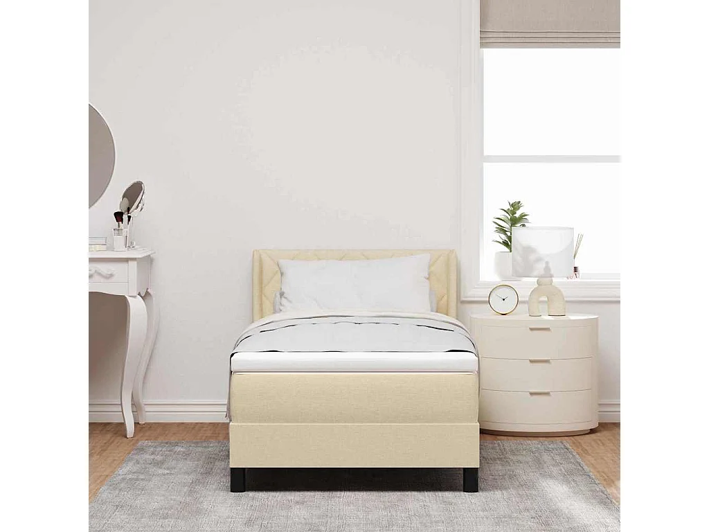 Cama box spring com colchão com colchão Creme 90 x 190 cm