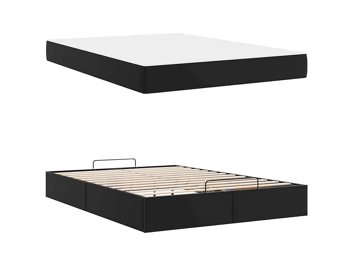 Estrutura de cama com colchão com colchão Preto 140 x 200 cm