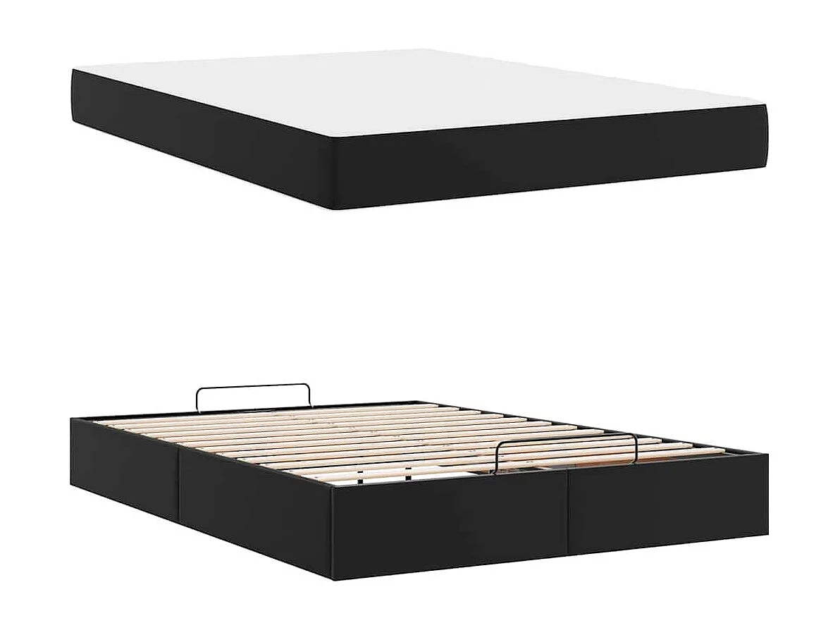 Cadre de lit avec matelas Noir 140 x 200 cm Faux cuir