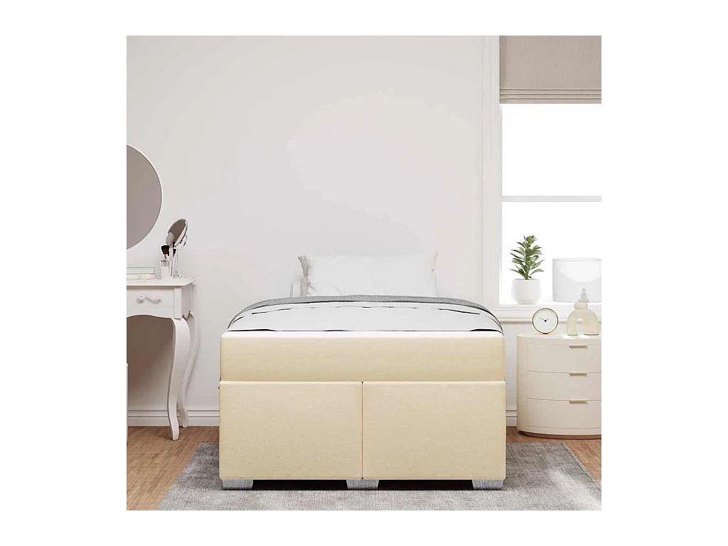 Cadre de lit Crème 120 x 190 cm tissu