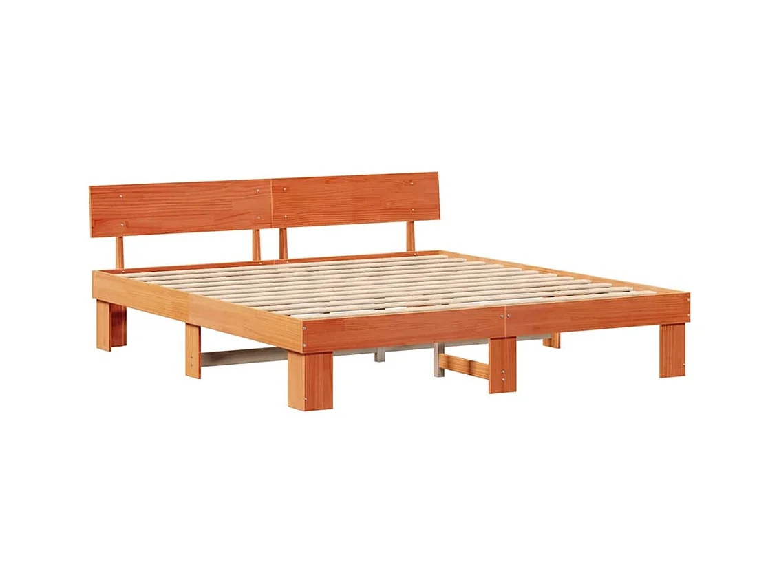 Estructura de cama con cabecera Marrón cera 180 x 200 cm