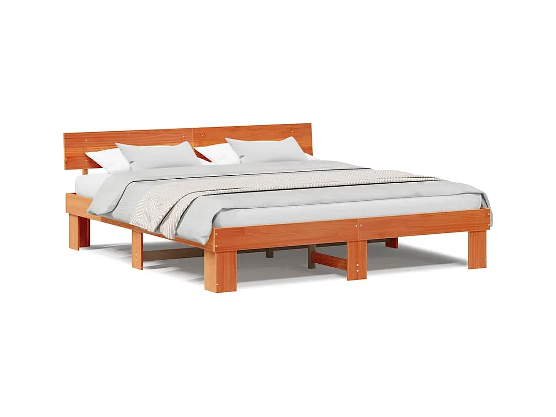Estructura de cama con cabecera Marrón cera 180 x 200 cm