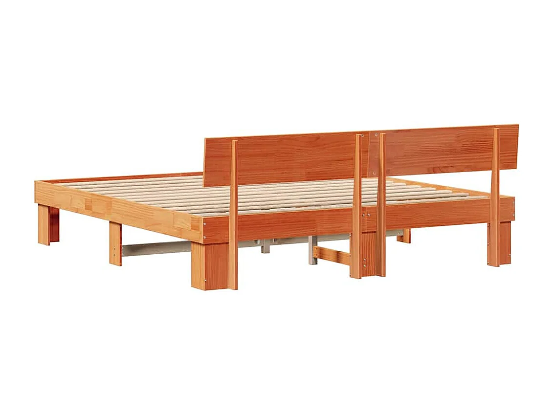 Estructura de cama con cabecera Marrón cera 180 x 200 cm