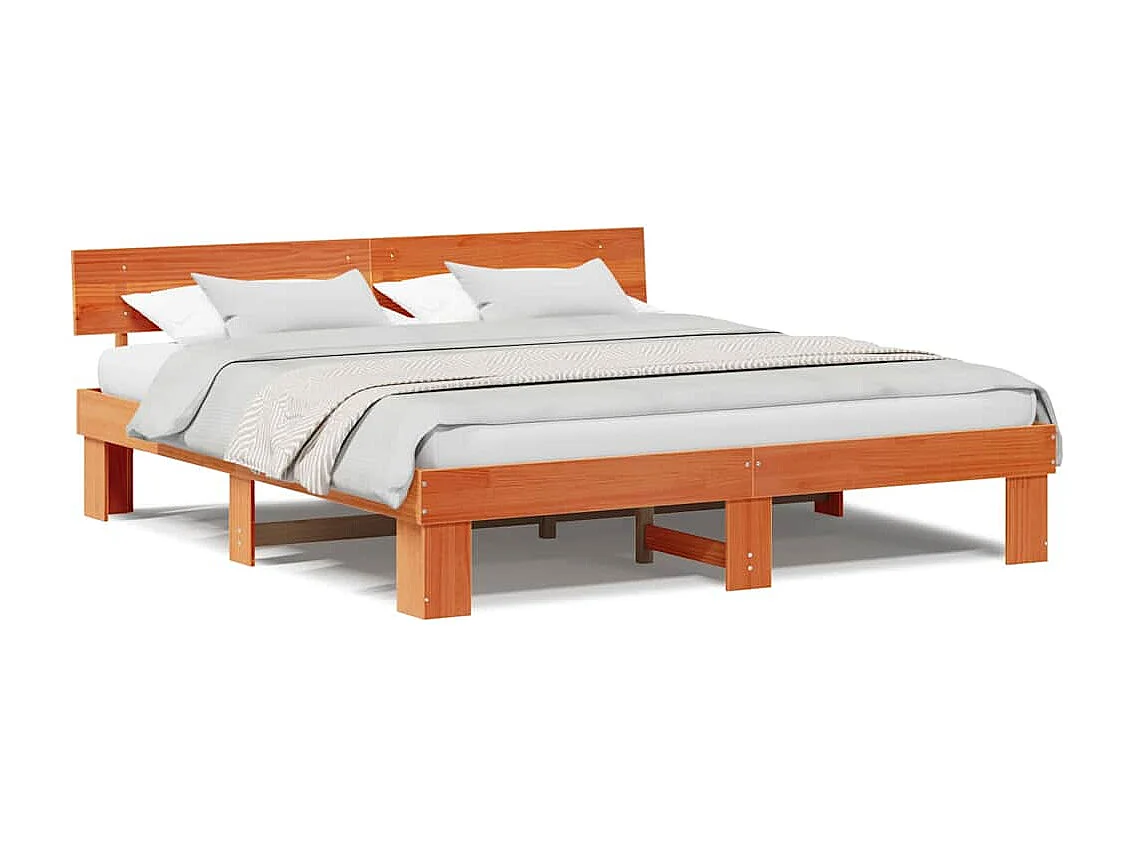 Estructura de cama con cabecera Marrón cera 180 x 200 cm