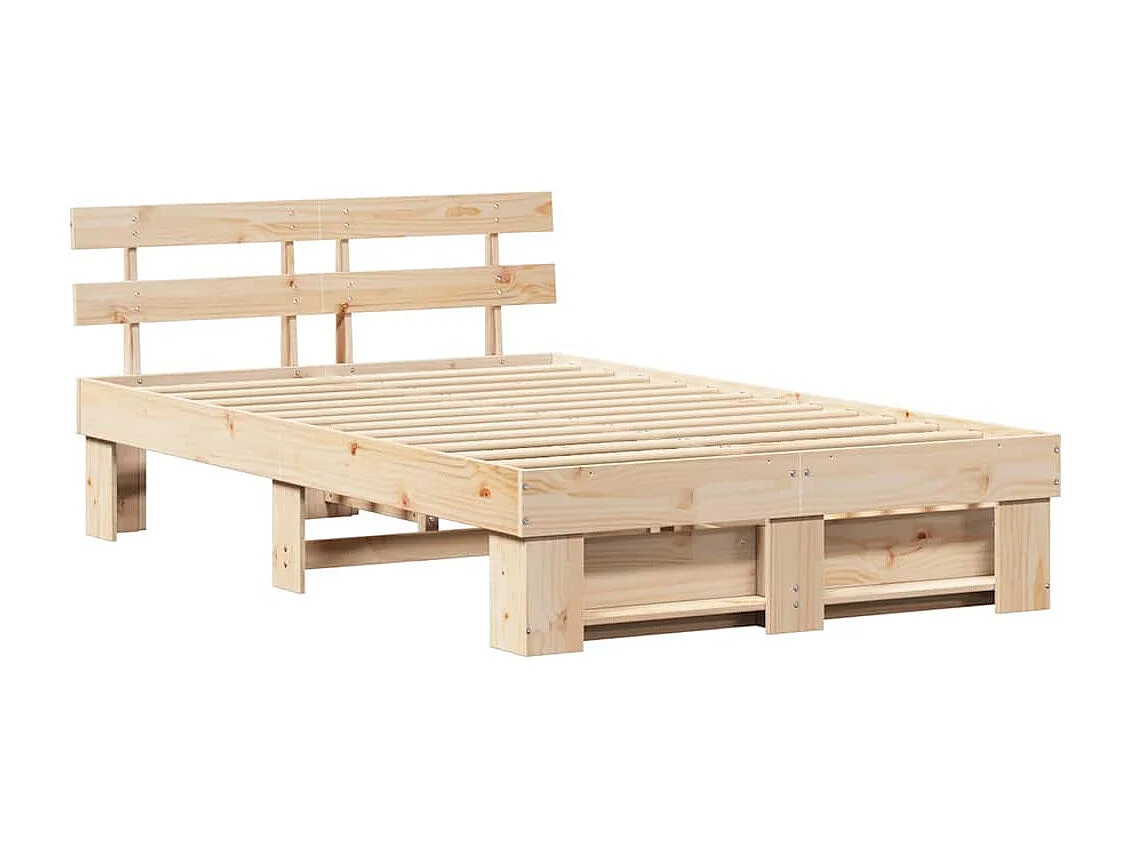 Bedframe met hoofdeinde Bruin 135 x 190 cm Massief grenenhout