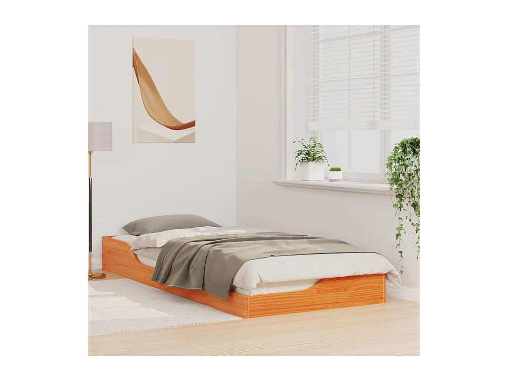 Cadre de lit surélevé Marron cire 90 x 210 cm