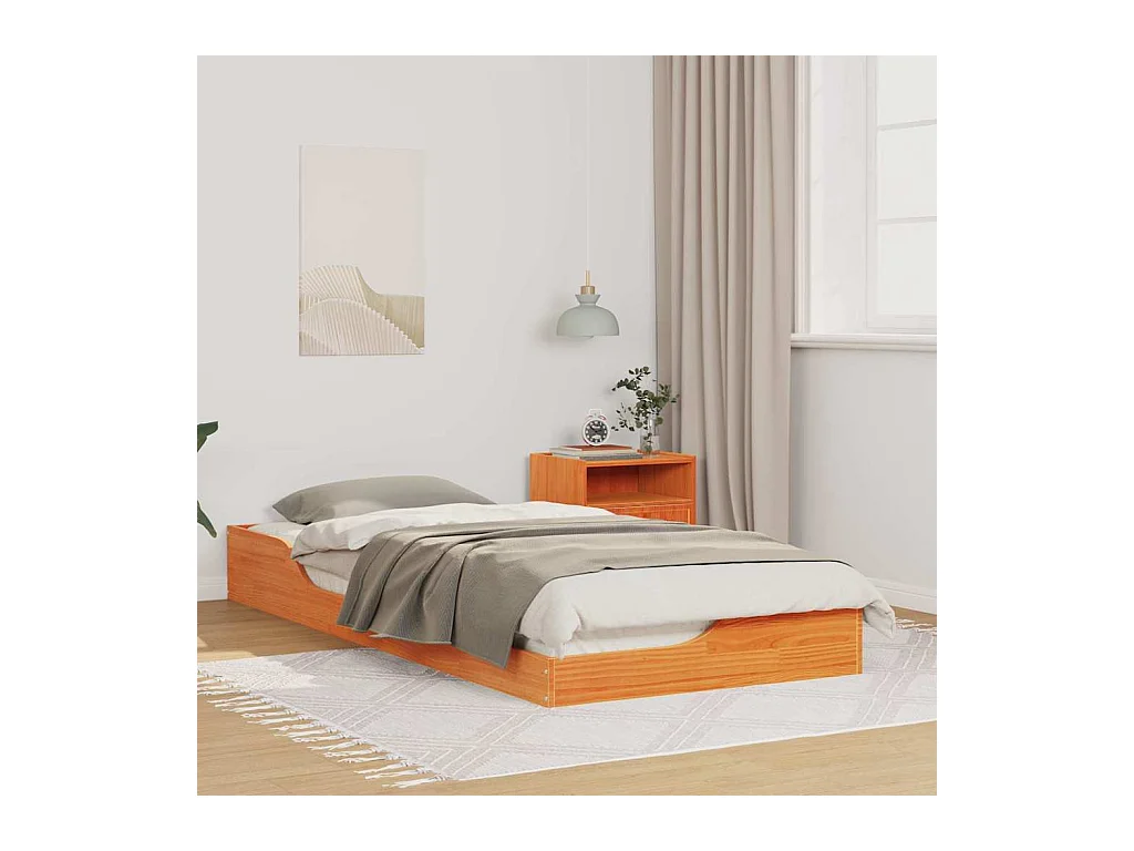 Bedframe Wasbruin 90 x 210 cm Massief grenenhout