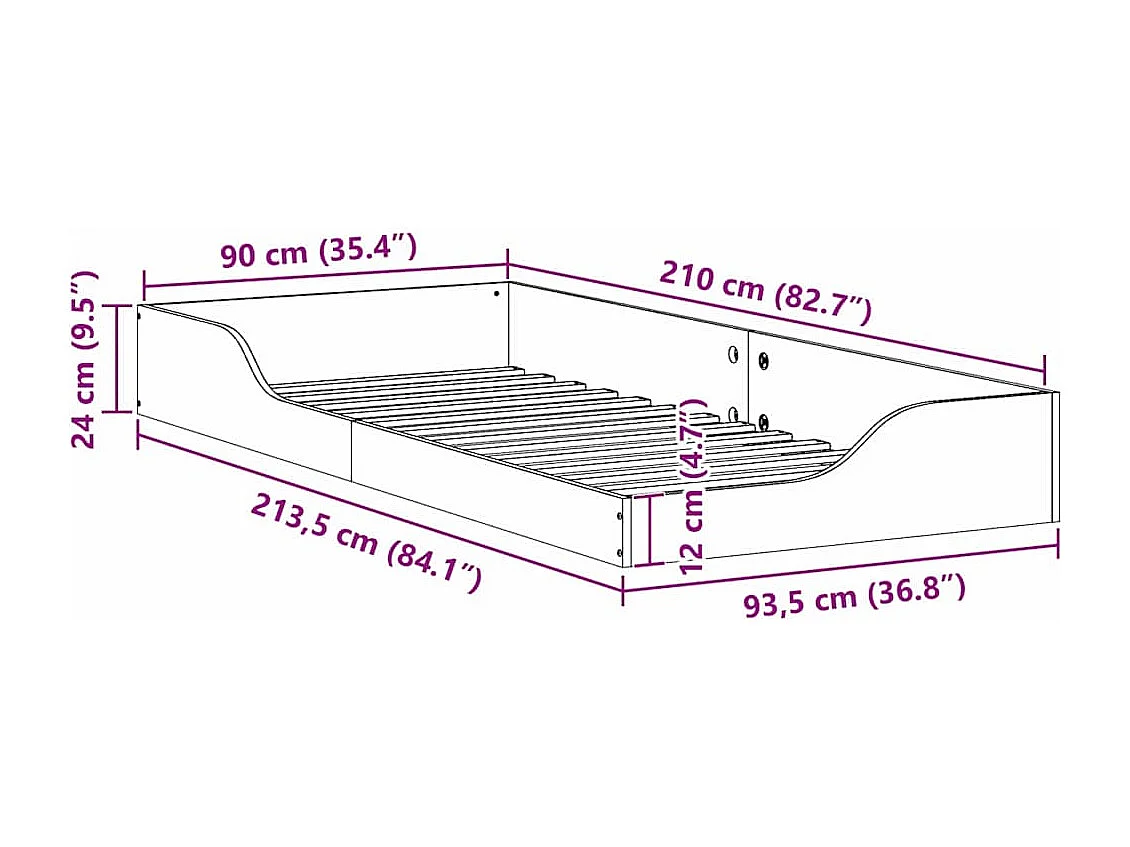 Estructura de cama Marrón cera 90 x 210 cm