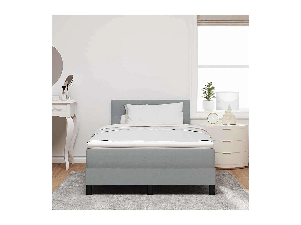 Cadre de lit avec matelas Gris clair 120 x 190 cm tissu