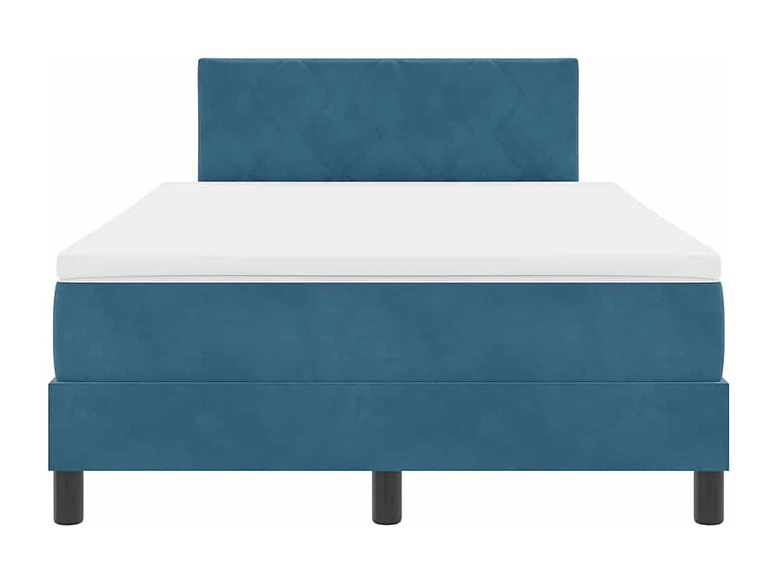 Cadre de lit avec matelas Bleu foncé 120 x 190 cm tissu