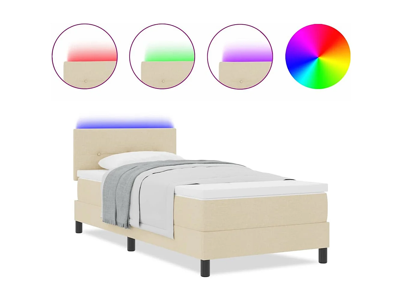 Boxspring bed met matras met hoofdeinde Crème 80 x 200 cm Stof