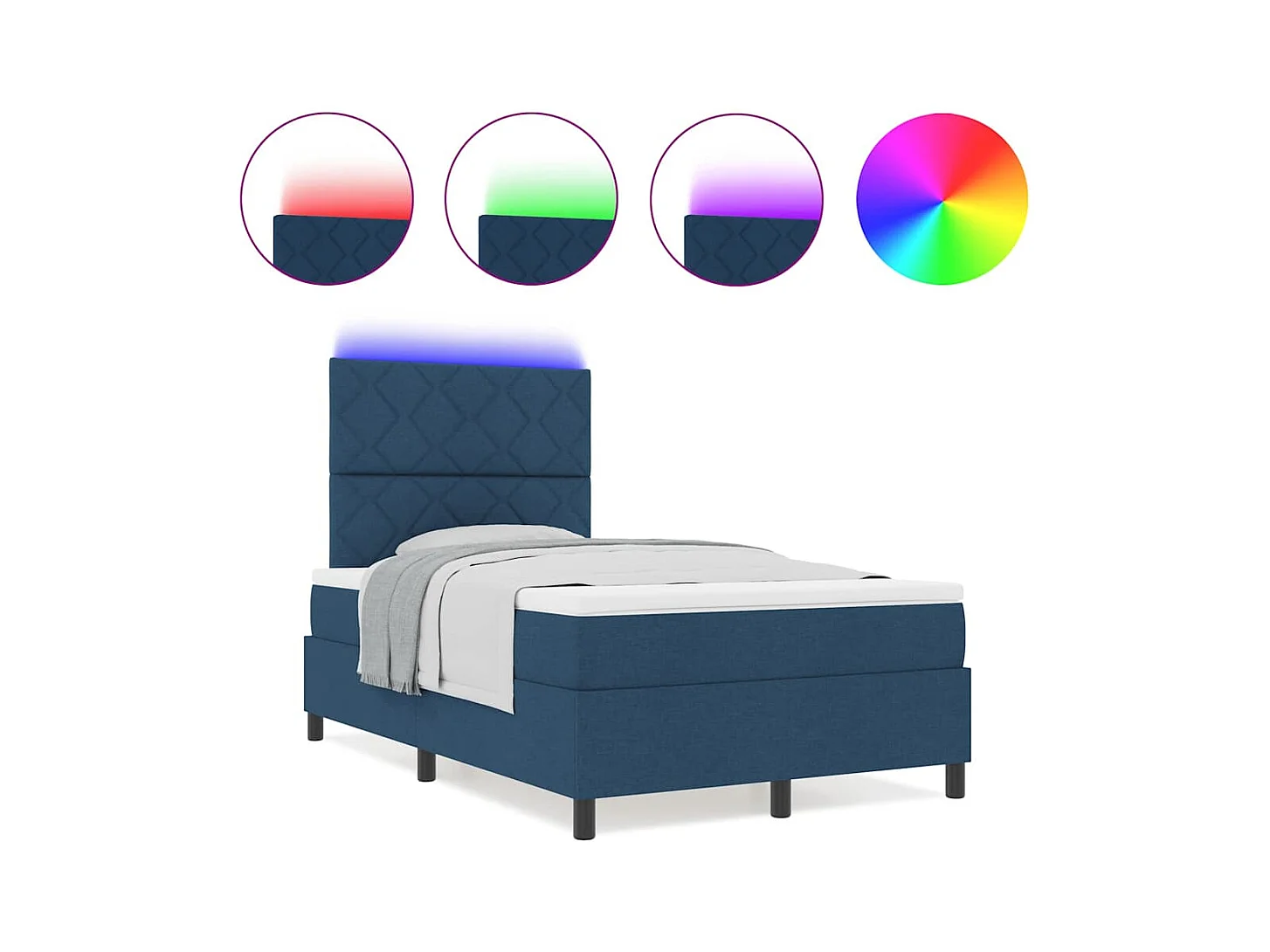 Cama Box com colchão com cabeceira Azul 120 x 200 cm tecido