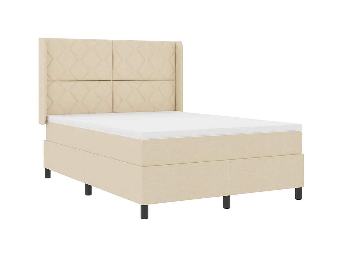 Cadre de lit avec matelas Crème 160 x 200 cm tissu