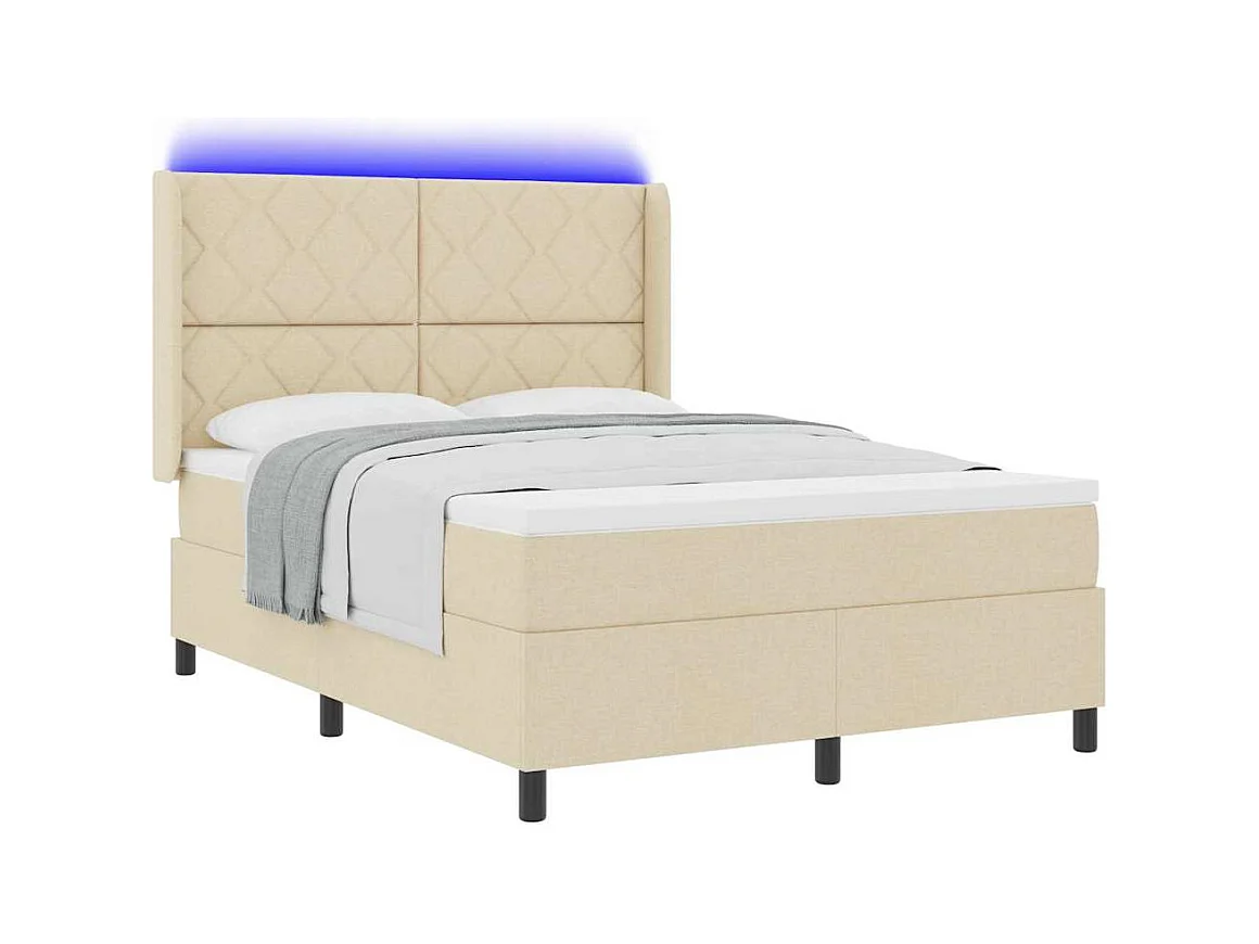 Cadre de lit avec matelas Crème 160 x 200 cm tissu