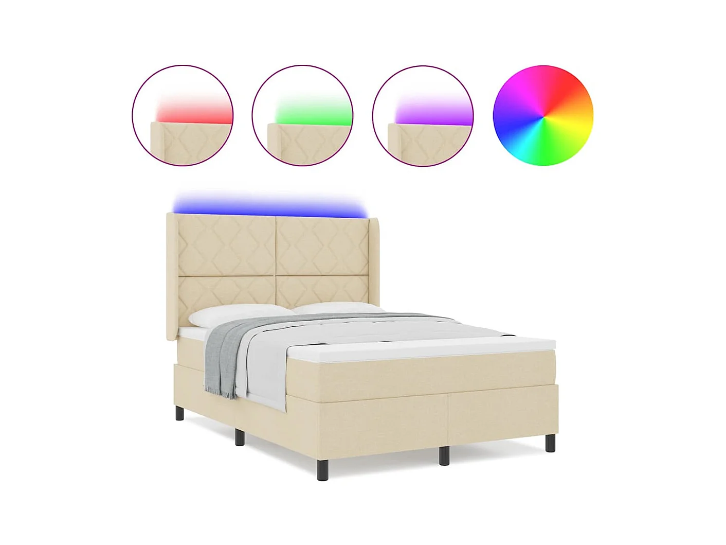 Cadre de lit avec matelas Crème 160 x 200 cm tissu