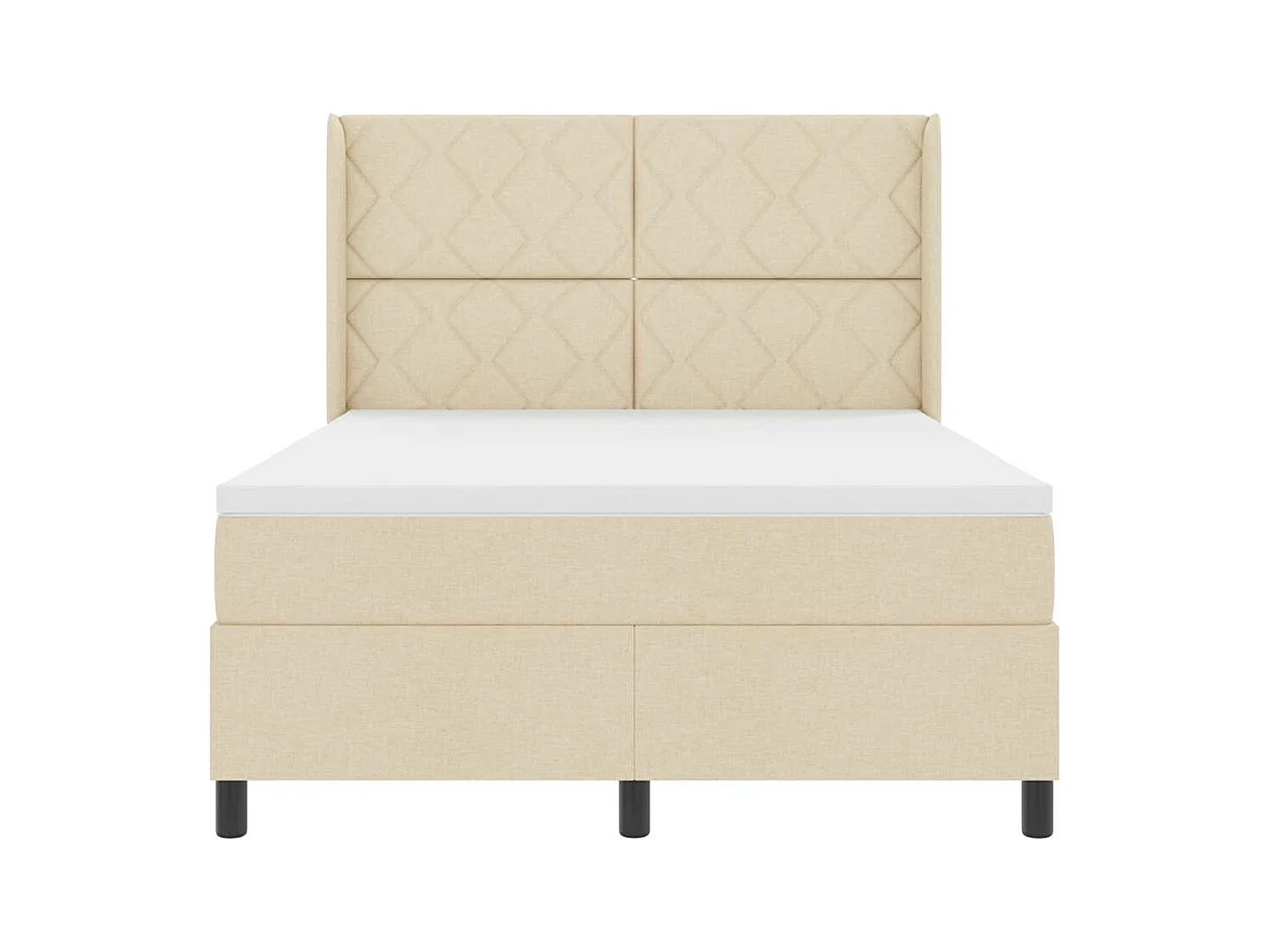 Cadre de lit avec matelas Crème 160 x 200 cm tissu