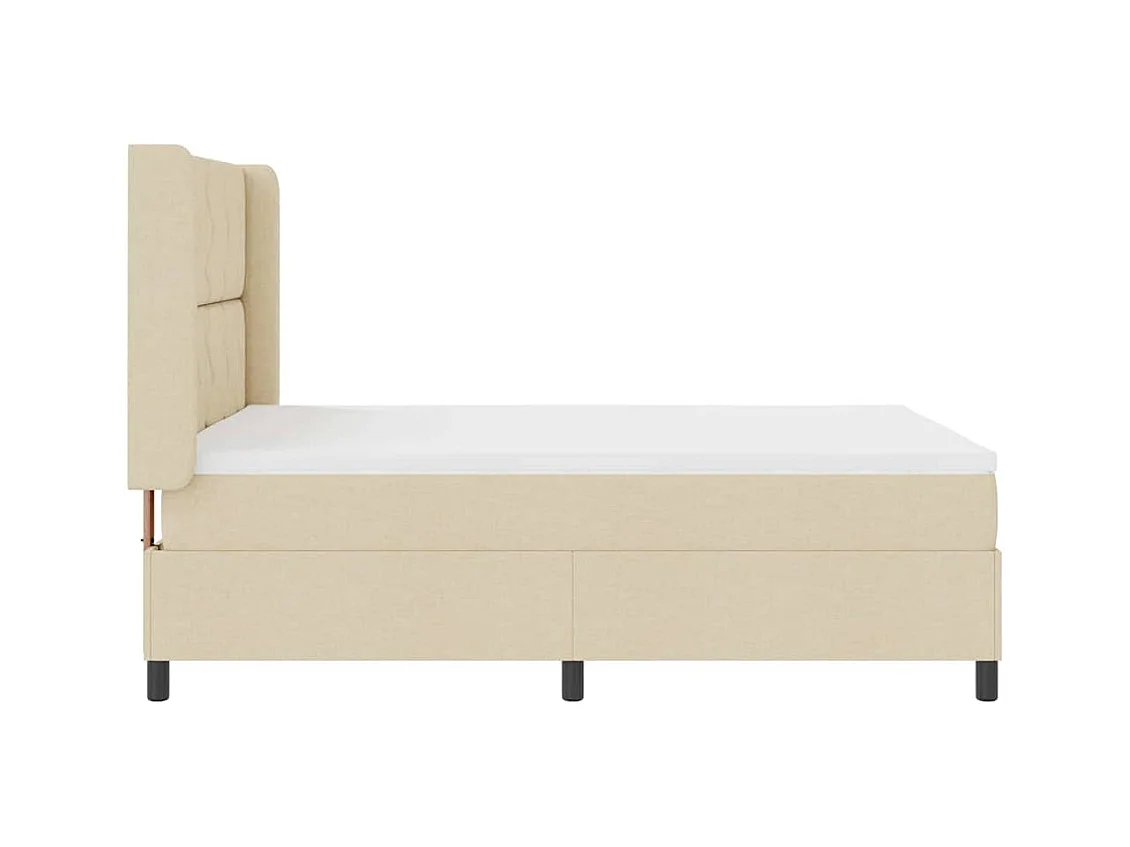 Cadre de lit avec matelas Crème 160 x 200 cm tissu