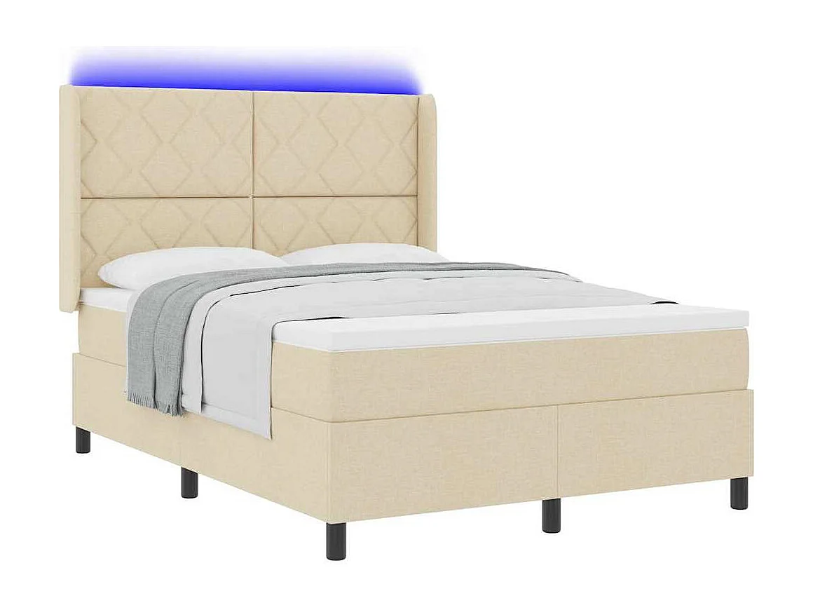 Cadre de lit avec matelas Crème 160 x 200 cm tissu