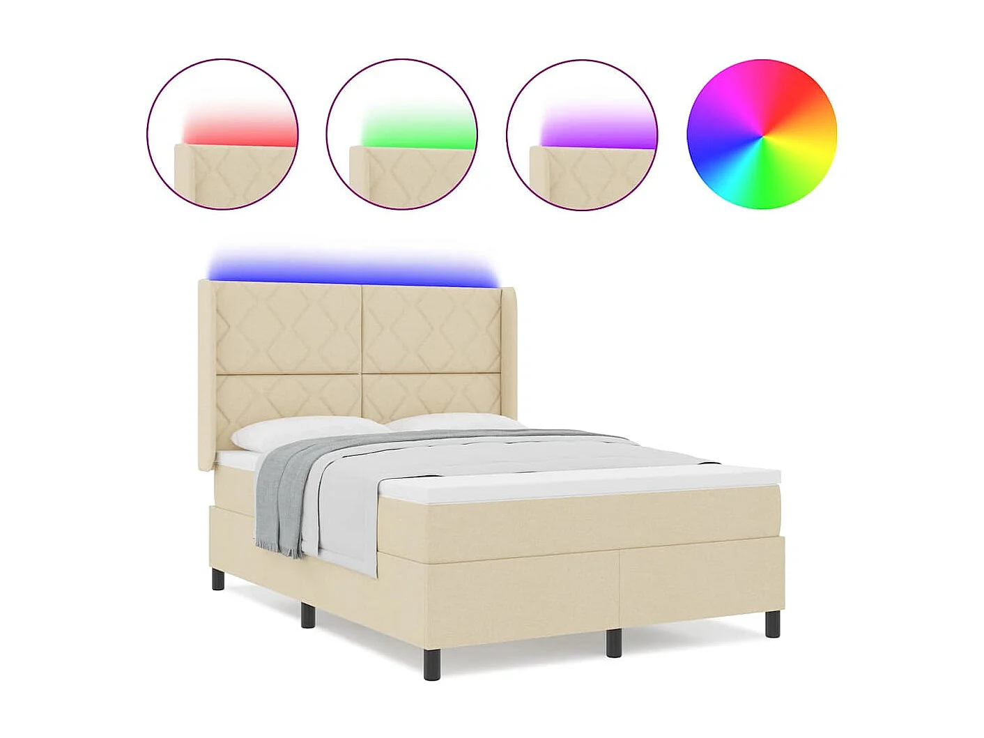 Cadre de lit avec matelas Crème 160 x 200 cm tissu