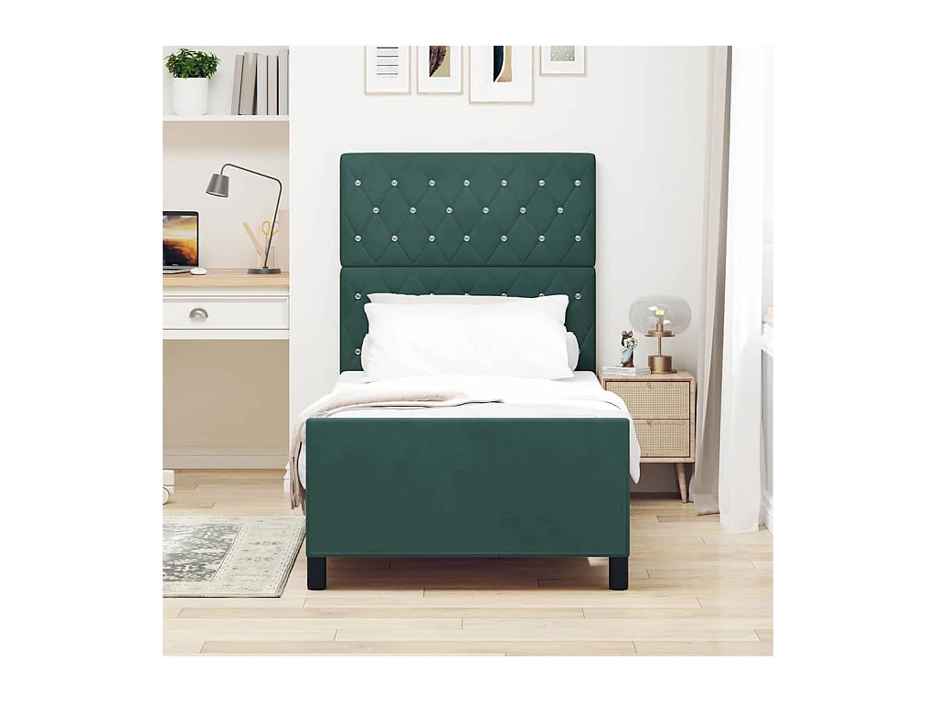 Estructura de cama Verde oscuro 100 x 200 cm Terciopelo
