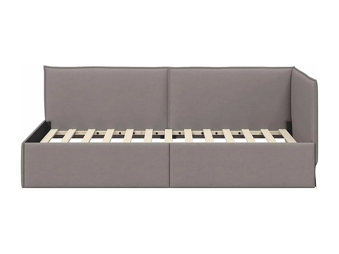 Cadre de lit d'angle avec tête de lit Taupe 90 x 200 cm tissu
