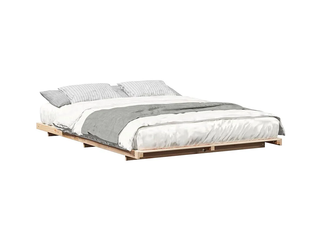Estructura de cama Marrón 140 x 220 cm Madera maciza de pino