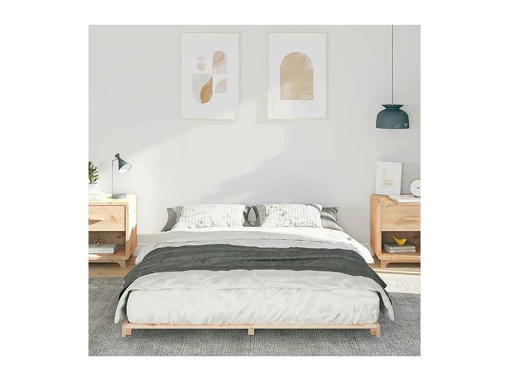 Estructura de cama Marrón 140 x 220 cm Madera maciza de pino