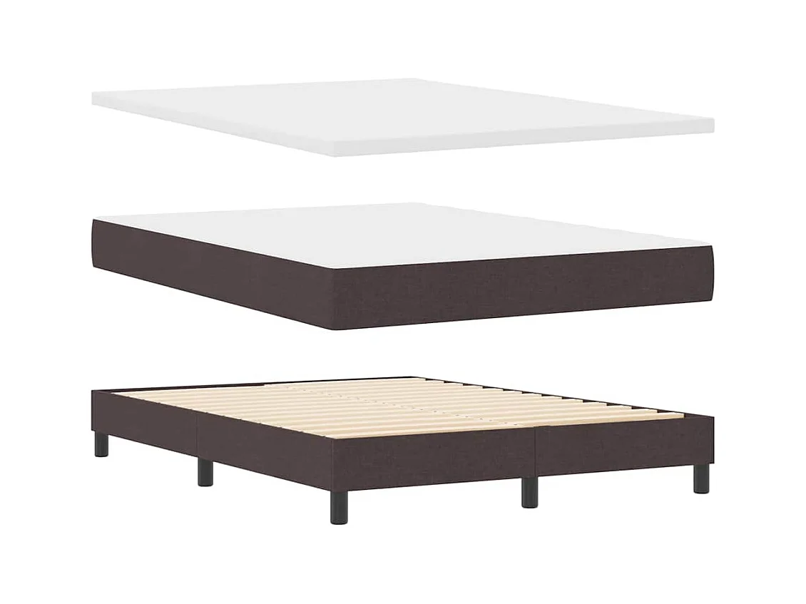 Cadre de lit avec matelas Marron foncé 140 x 200 cm tissu