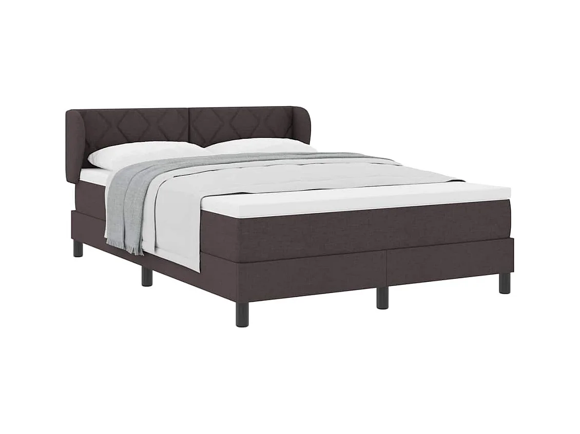 Cadre de lit avec matelas Marron foncé 140 x 200 cm tissu