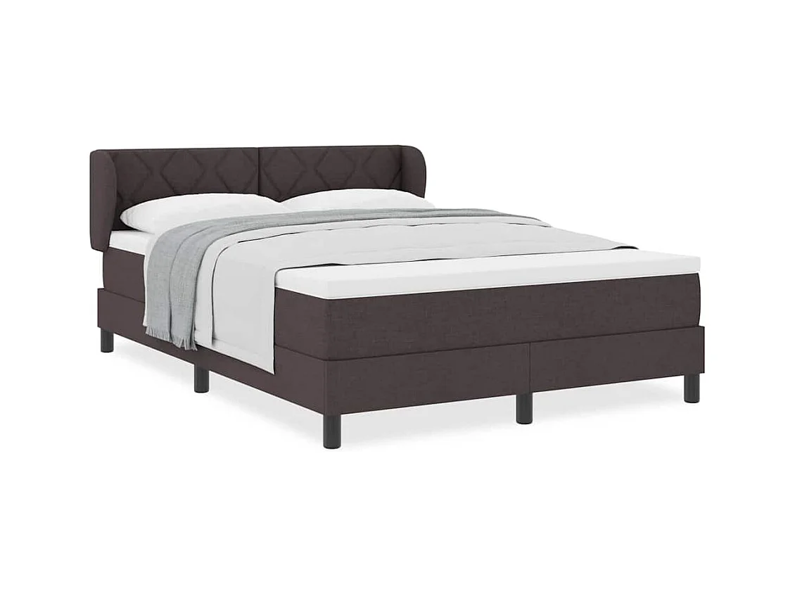 Cadre de lit avec matelas Marron foncé 140 x 200 cm tissu
