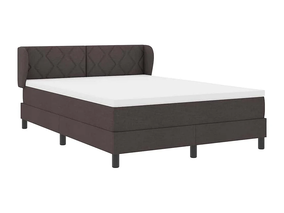 Cadre de lit avec matelas Marron foncé 140 x 200 cm tissu
