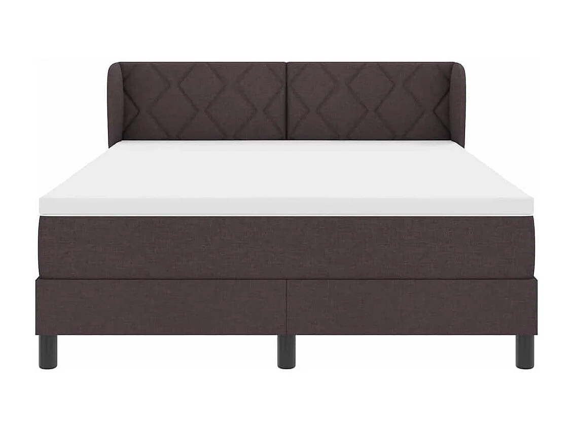 Cadre de lit avec matelas Marron foncé 140 x 200 cm tissu