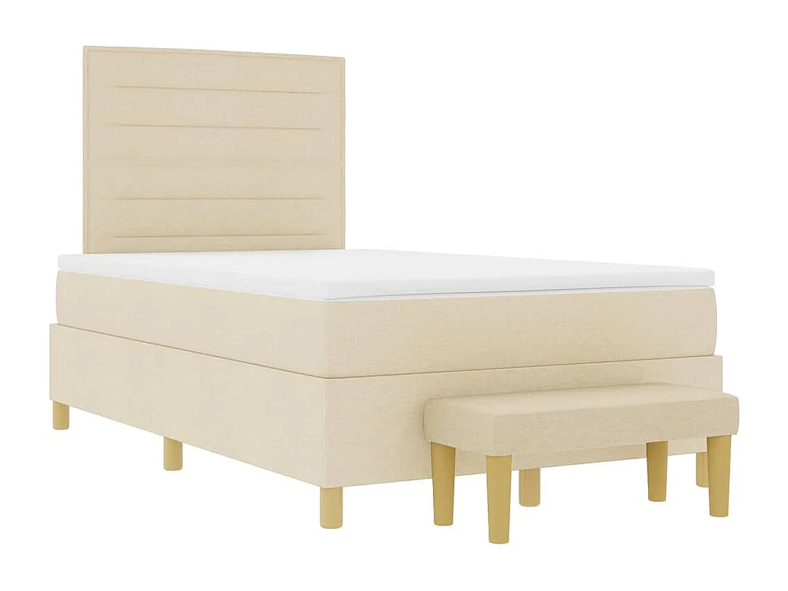 Cama tipo Box Spring con colchón Crema 120 x 190 cm tela