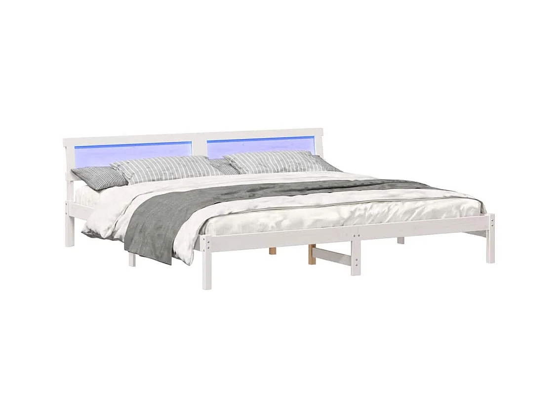 Bedframe met hoofdeinde Wit 180 x 200 cm Massief grenenhout