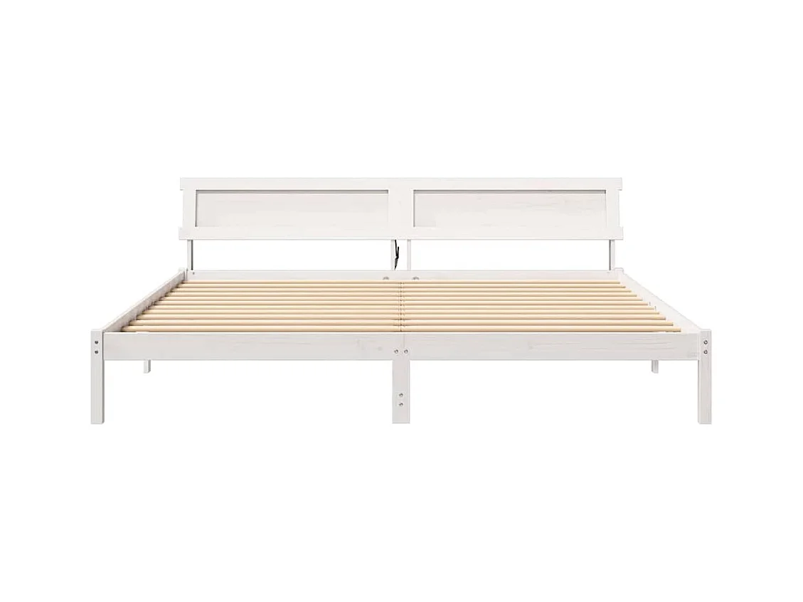 Bedframe met hoofdeinde Wit 180 x 200 cm Massief grenenhout
