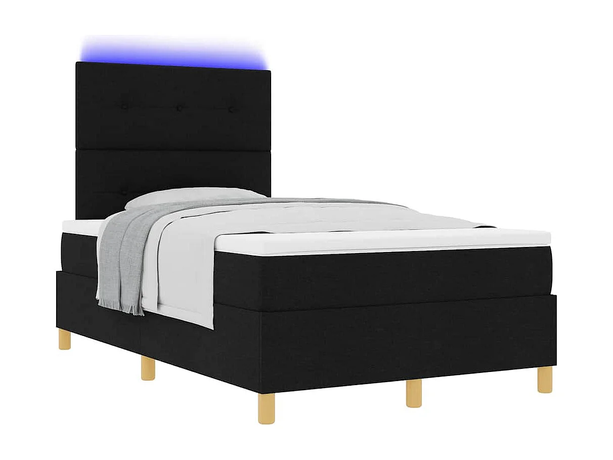 Cama tipo Box Spring con colchón Negro 120 x 190 cm tela