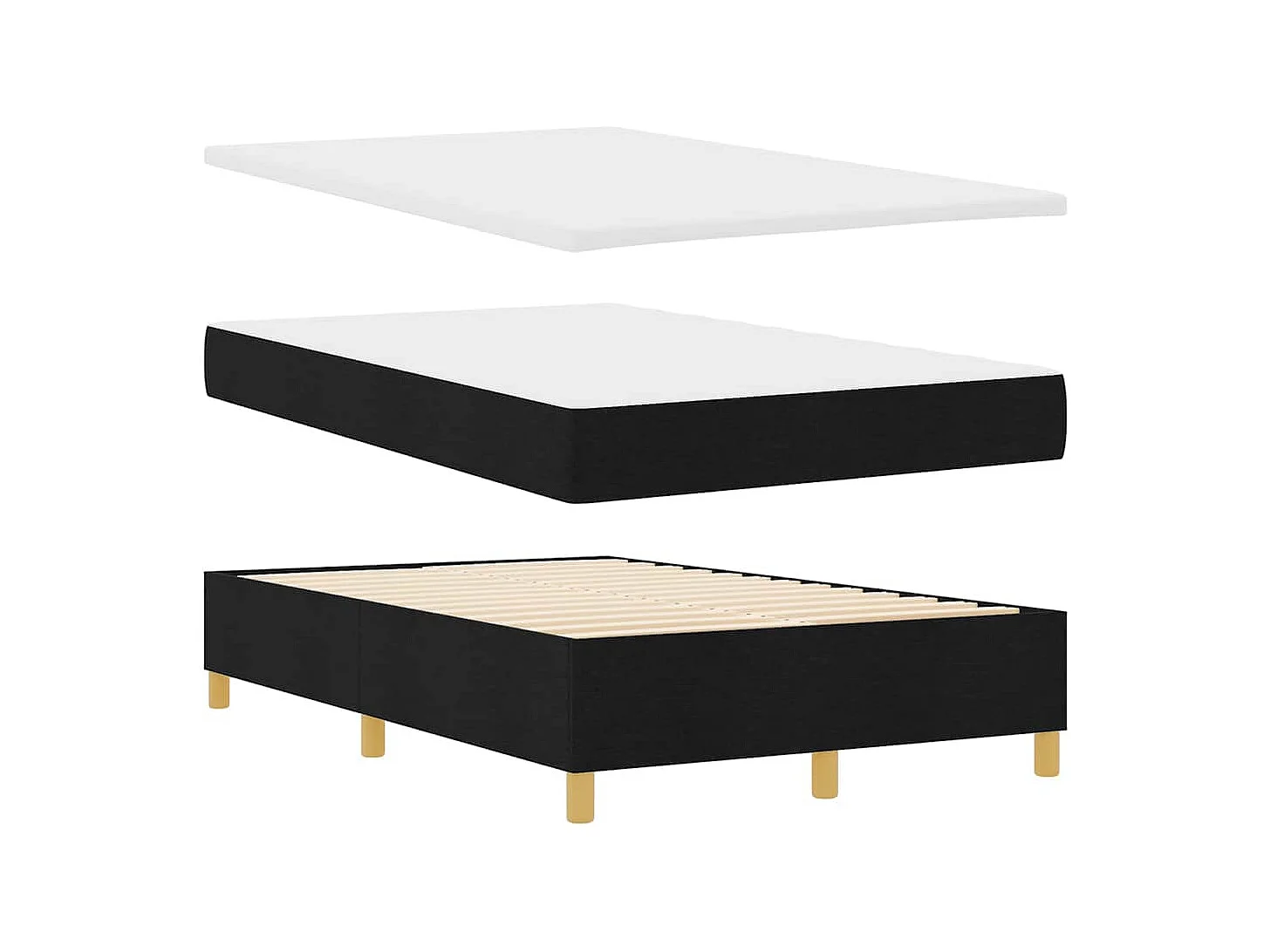 Cama tipo Box Spring con colchón Negro 120 x 190 cm tela