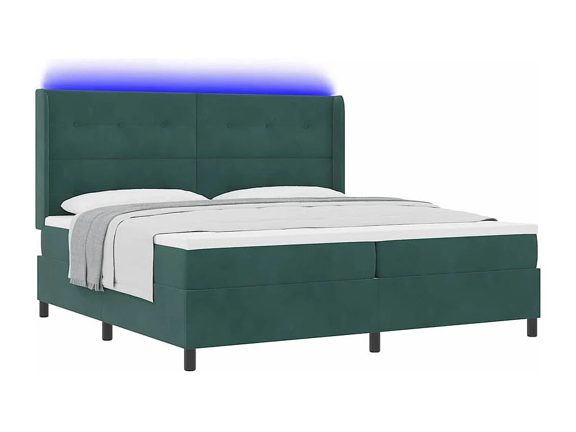 Cadre de lit avec Matelas LED Vert foncé 200 x 200 cm Velours
