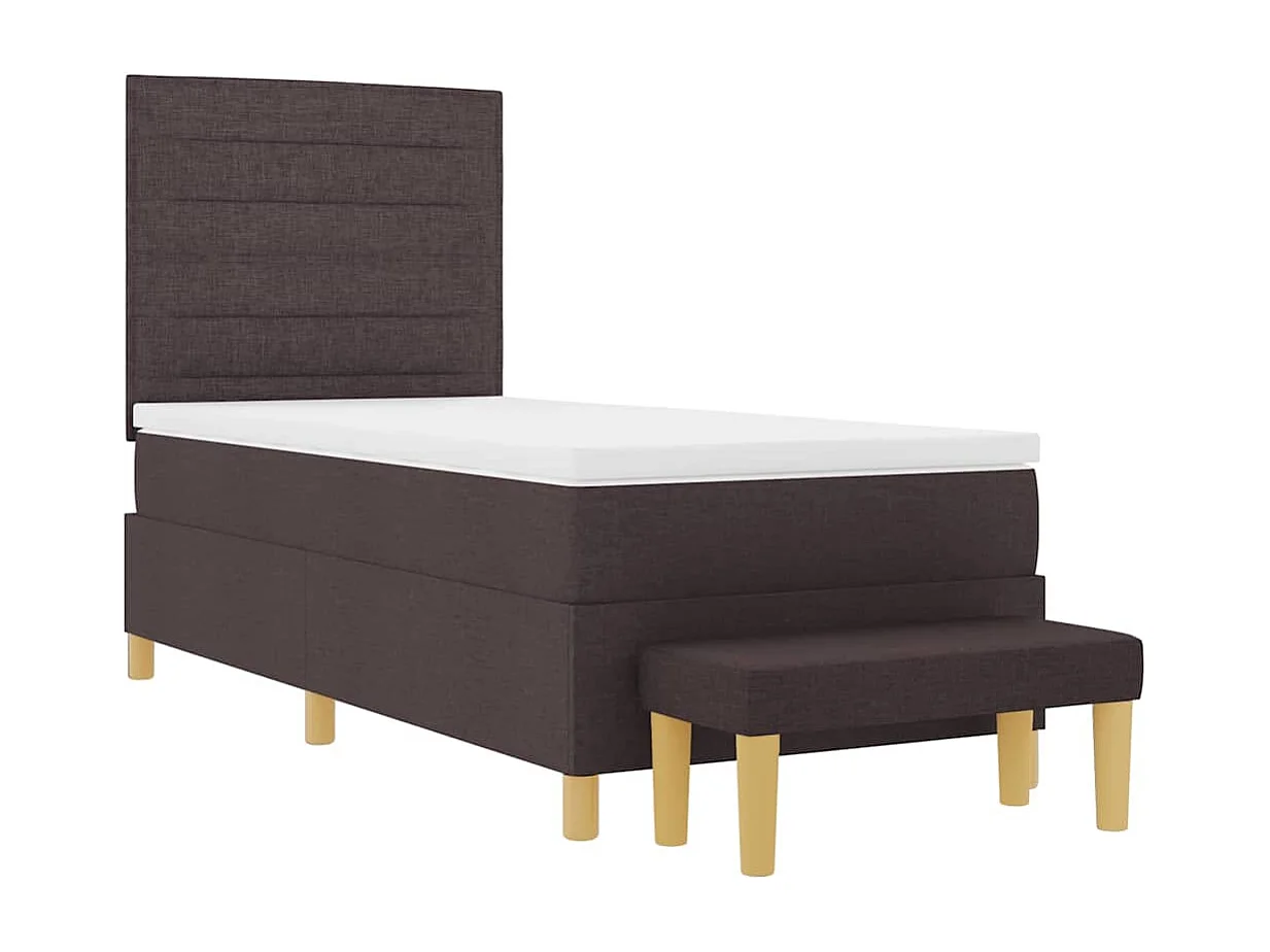 Cama tipo Box Spring con colchón Marrón oscuro 90 x 190 cm tela