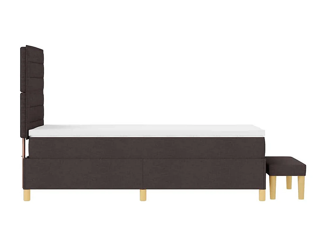 Cama tipo Box Spring con colchón Marrón oscuro 90 x 190 cm tela