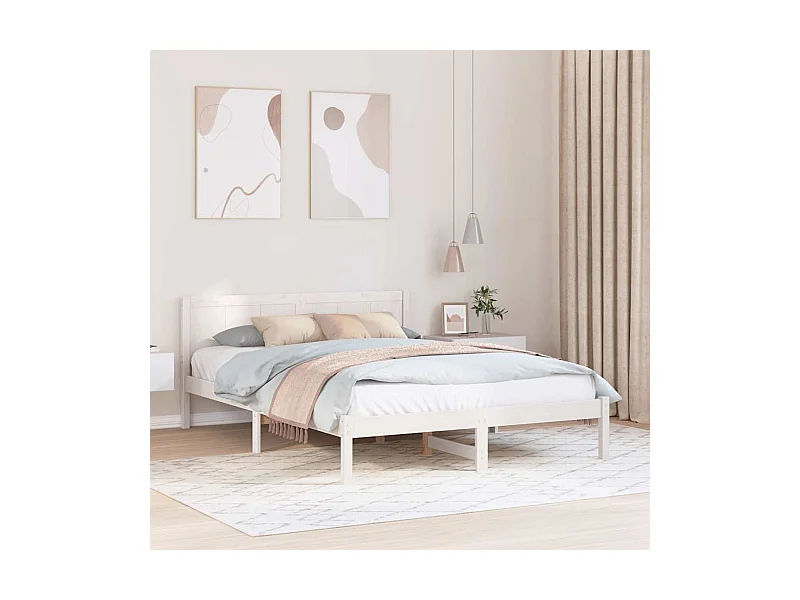 Bedframe Wit 150 x 200 cm Massief grenenhout